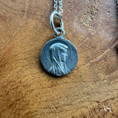 Sterling Silver Delicate Round Mary Necklace