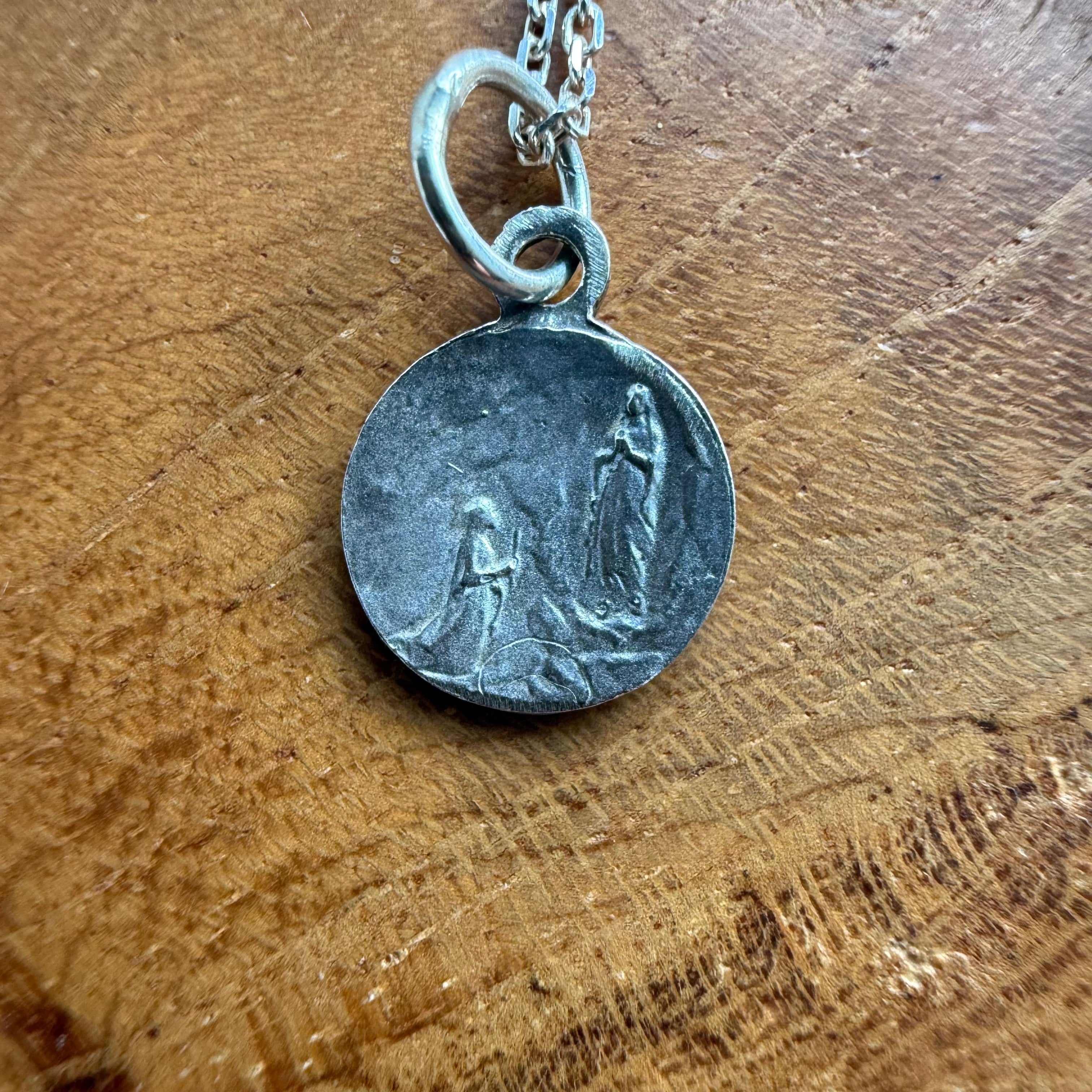 Sterling Silver Delicate Round Mary Necklace