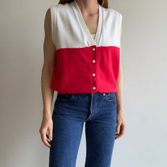 1980s Soft and Slouchy Two Tone/Color Block Sweatshirt Vest