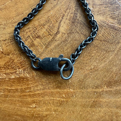 Sterling Silver Oxidized Oval Mary Saint Medal Necklace