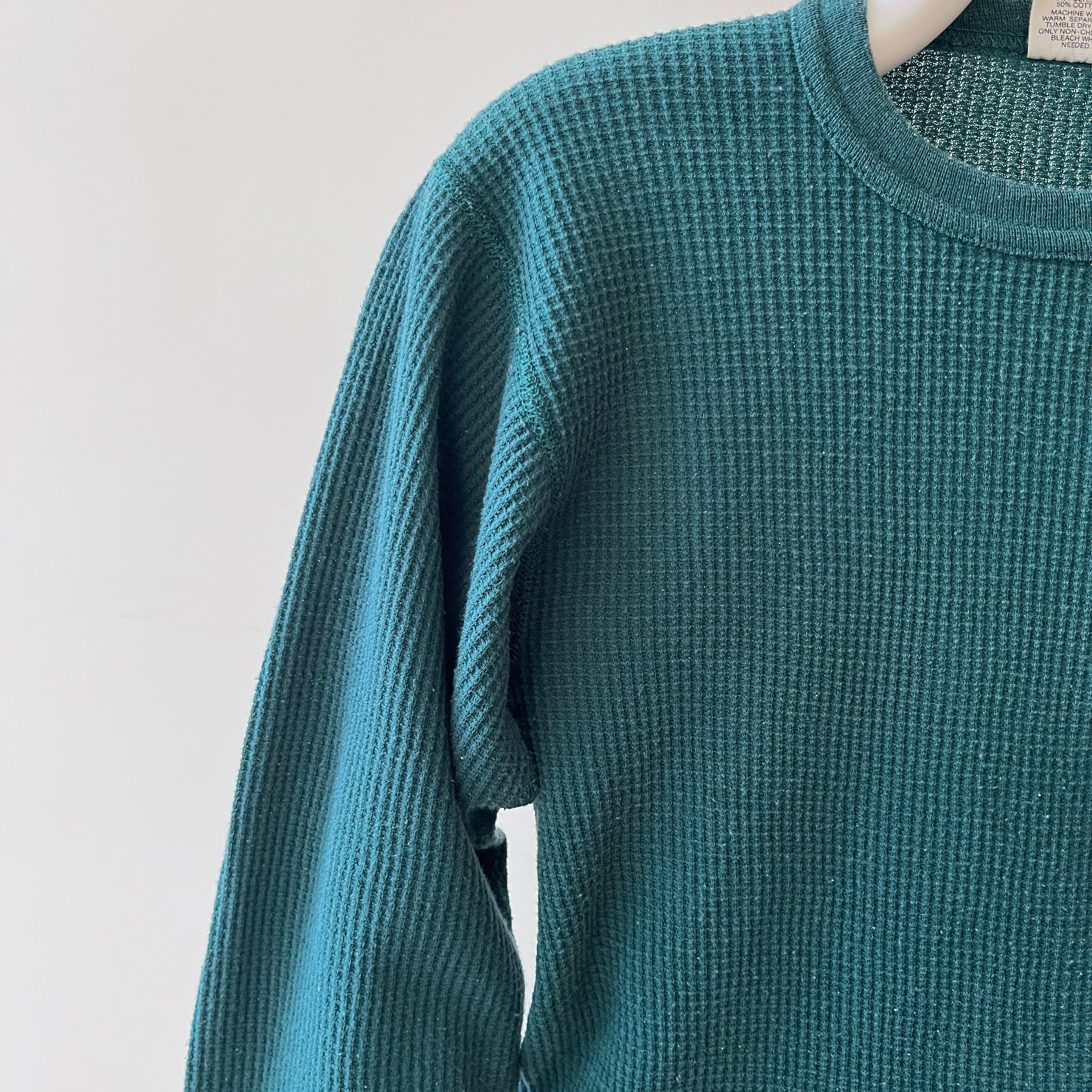 1990s Blank Forest Green Thermal Shirt