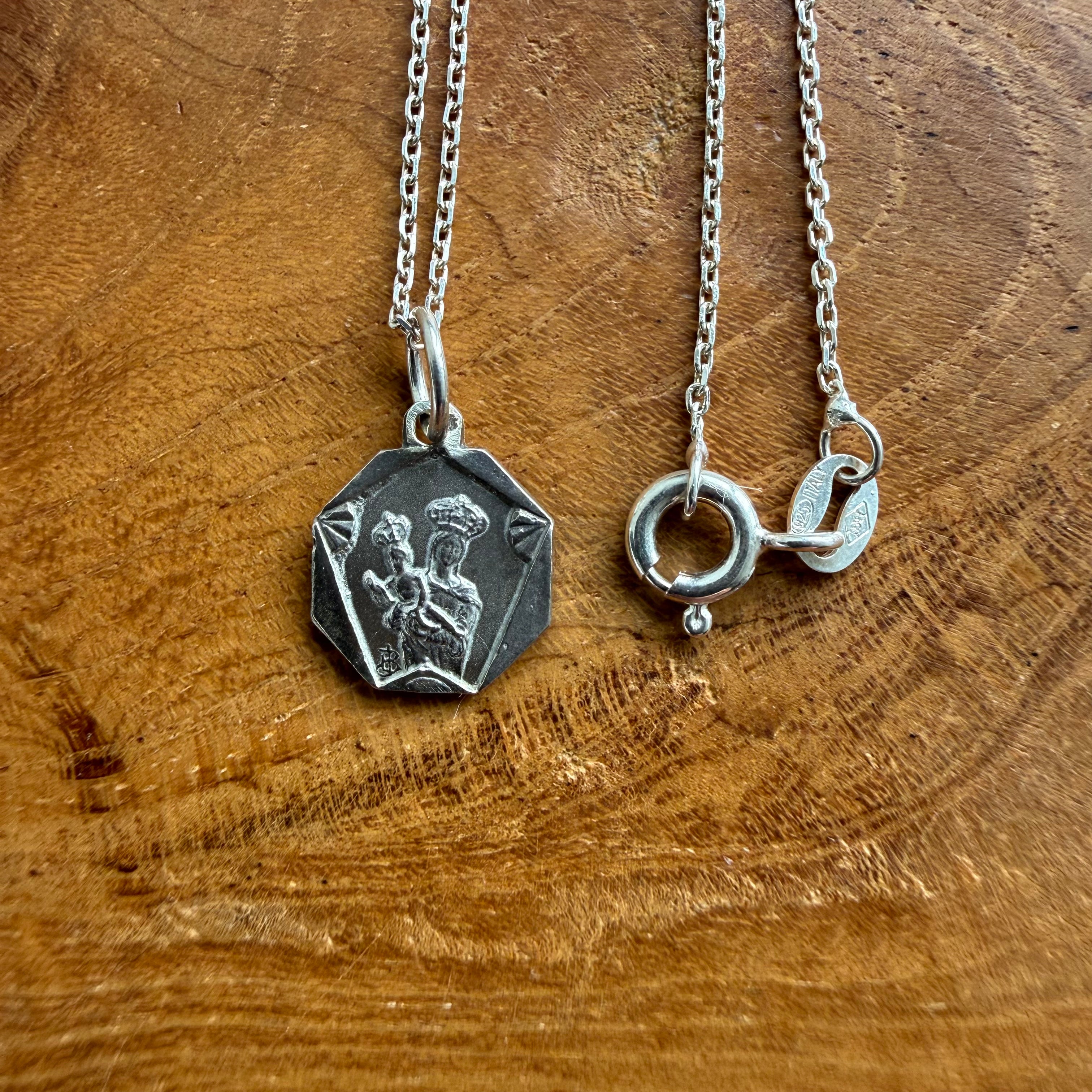 Sterling Silver Small St. Michel Medal Necklace