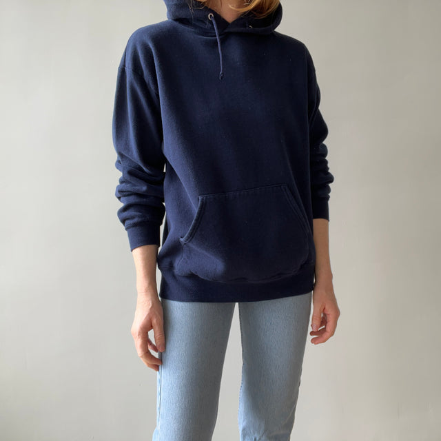 1990/2000s Navy Pull Over Hoodie by Jerzees