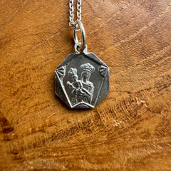 Sterling Silver Small St. Michel Medal Necklace