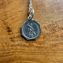Sterling Silver Small St. Michel Medal Necklace