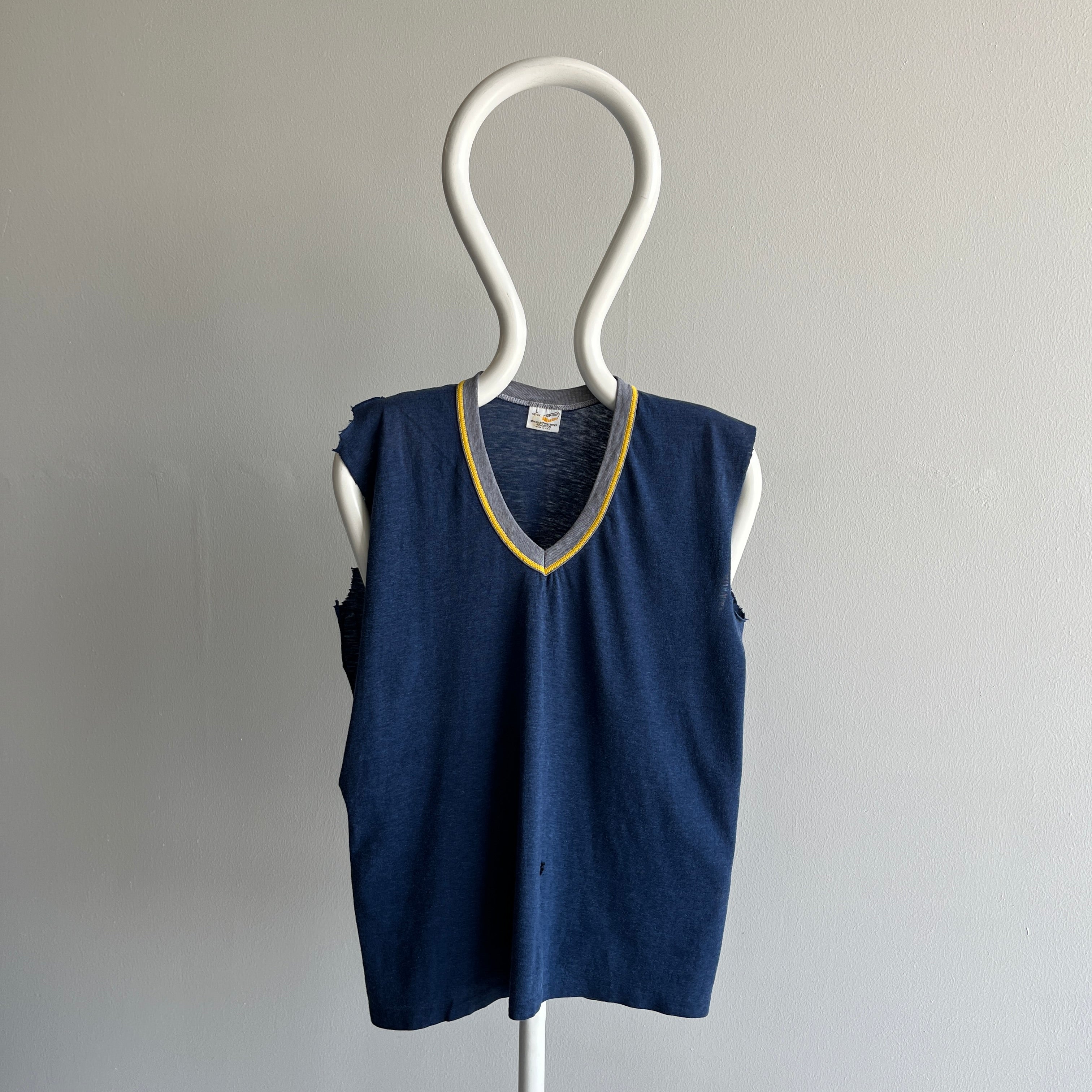 1970/80s Sneakers Brand Mismatched Cut Sleeve DIY Tank Top