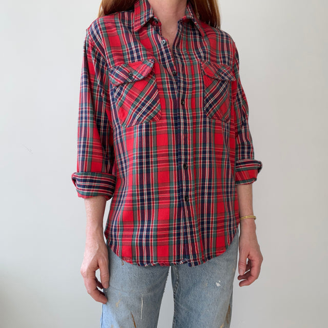 1980/90s USA Made Red Cotton Flannel - Prentiss Outdoors