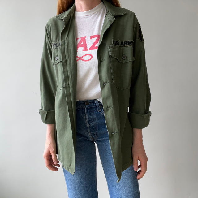 1973 8.5oz Sateen Cotton OG Vietnam OG-107 Military Shirt