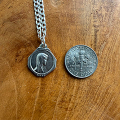Sterling Silver Double Sided Virgin Mary Necklace