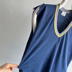 1970/80s Sneakers Brand Mismatched Cut Sleeve DIY Tank Top