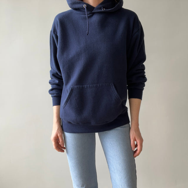 1990/2000s Navy Pull Over Hoodie by Jerzees