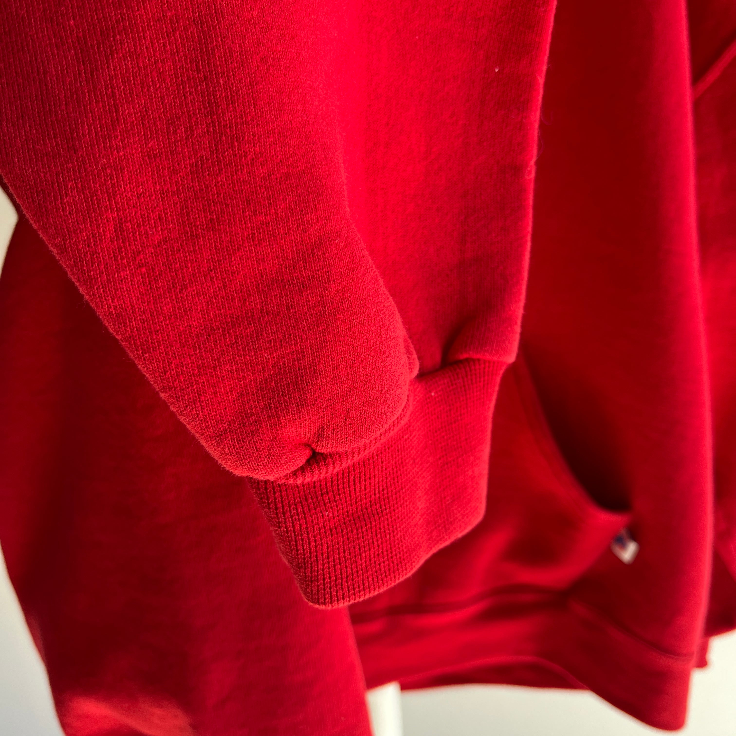 2000 Blank Red Medium Weight Pull Over Hoodie. by Russell