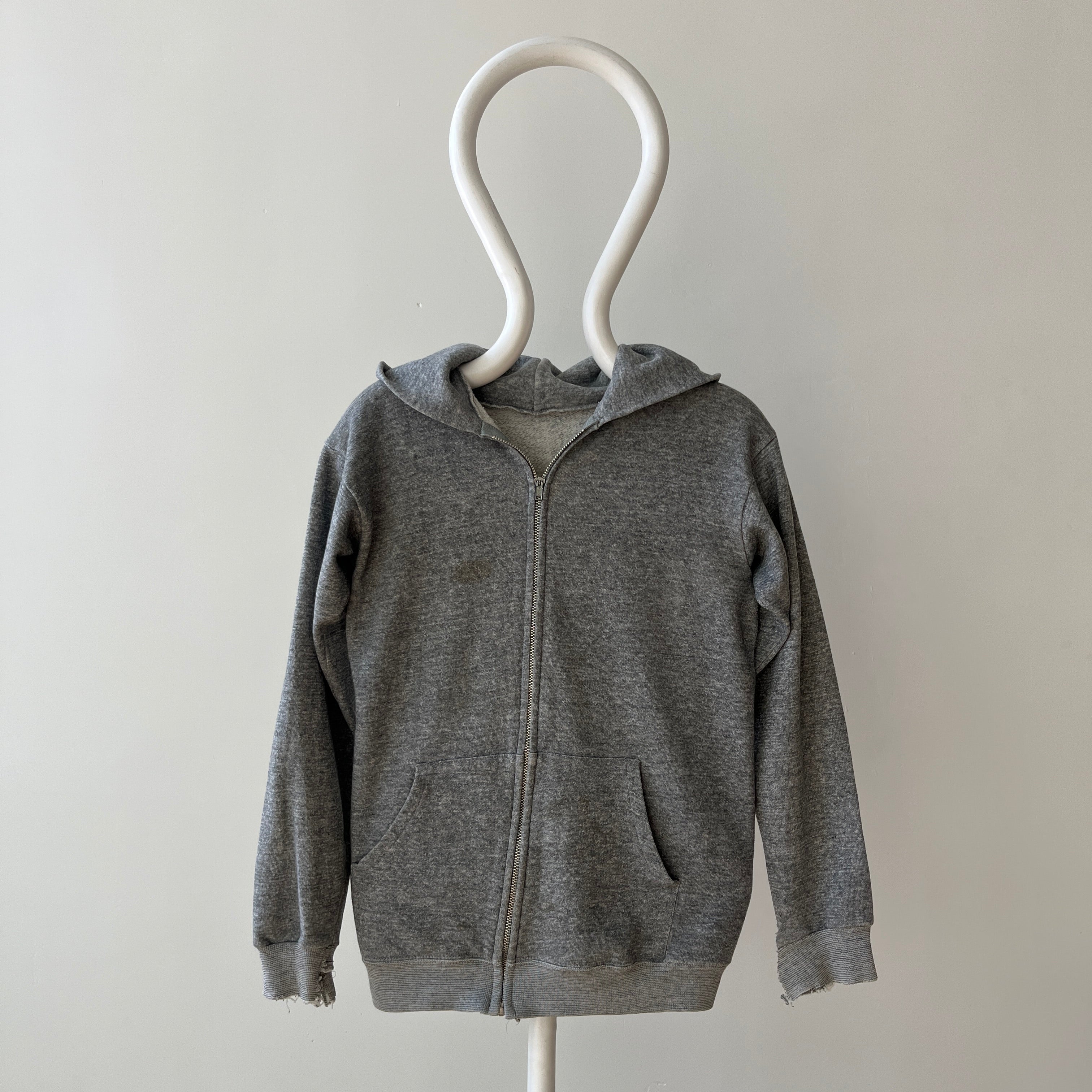 1970s Grey Zip Up Hoodie