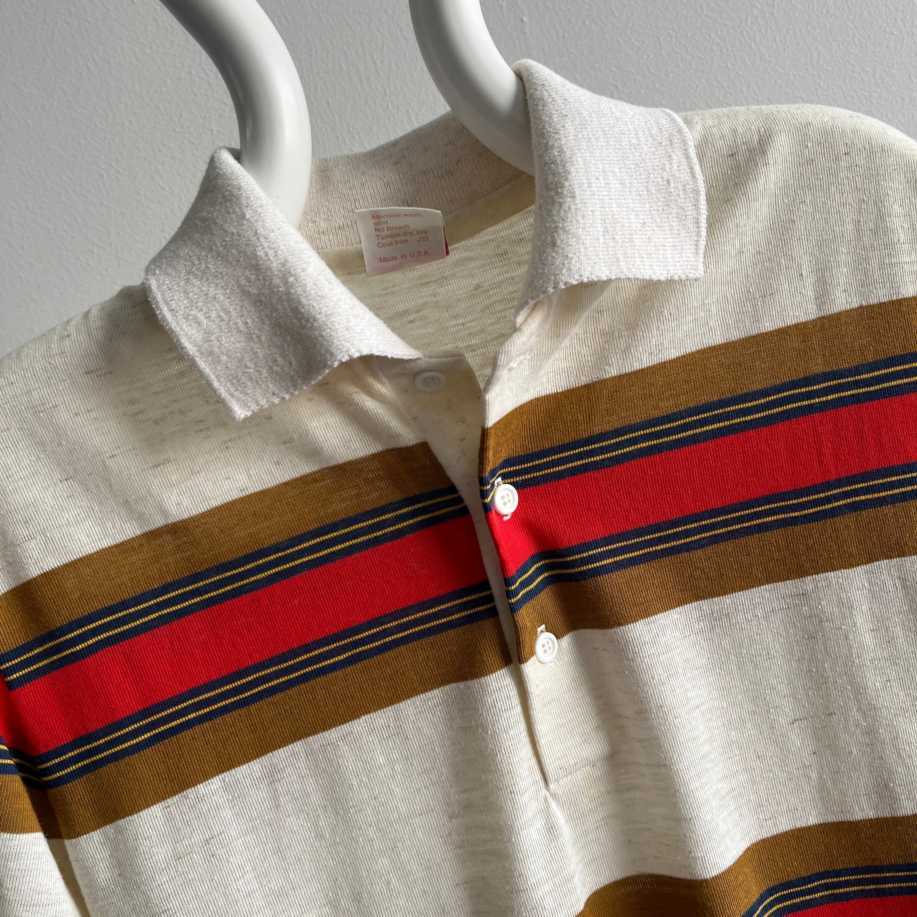1980s Striped Polo Shirt - WOW