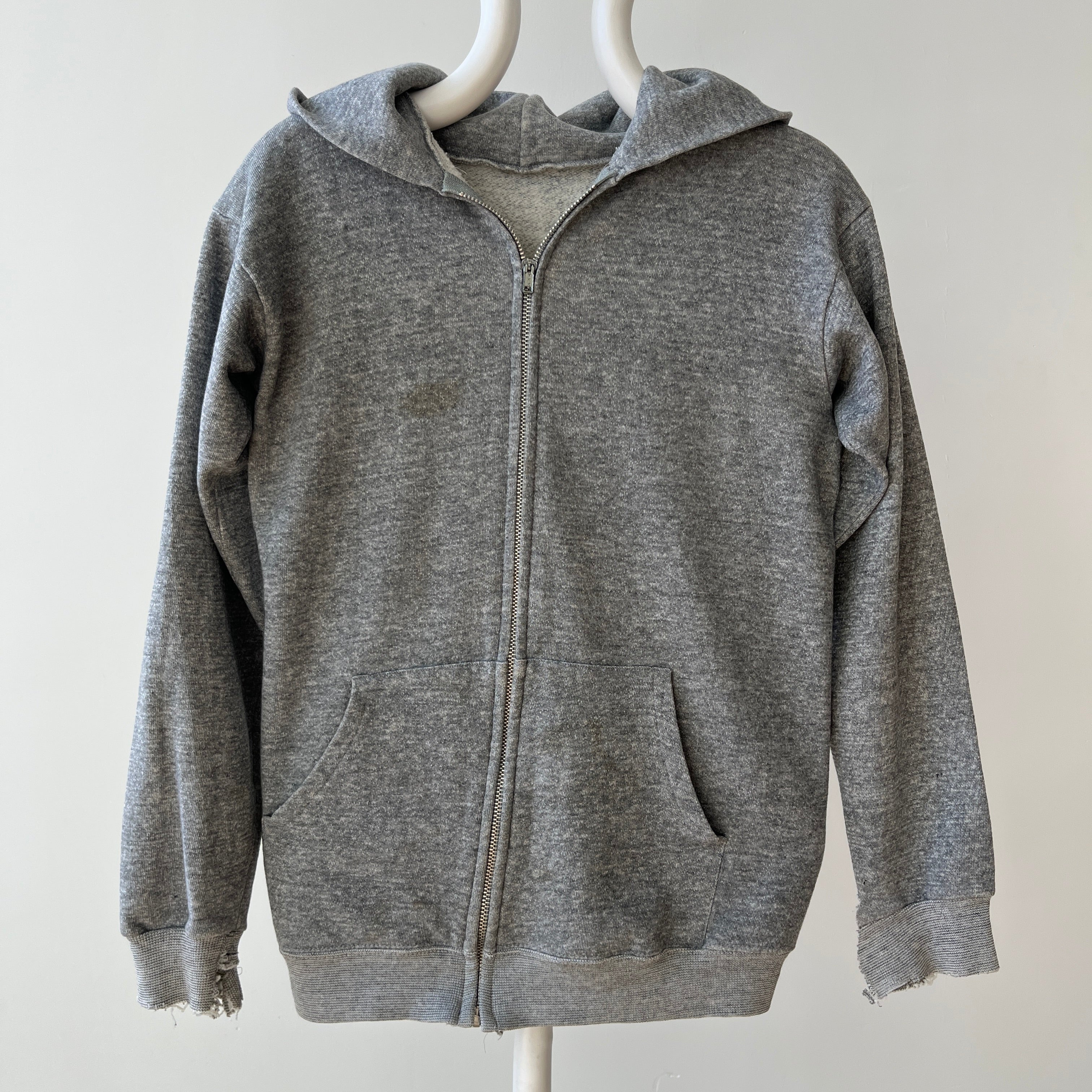 1970s Grey Zip Up Hoodie