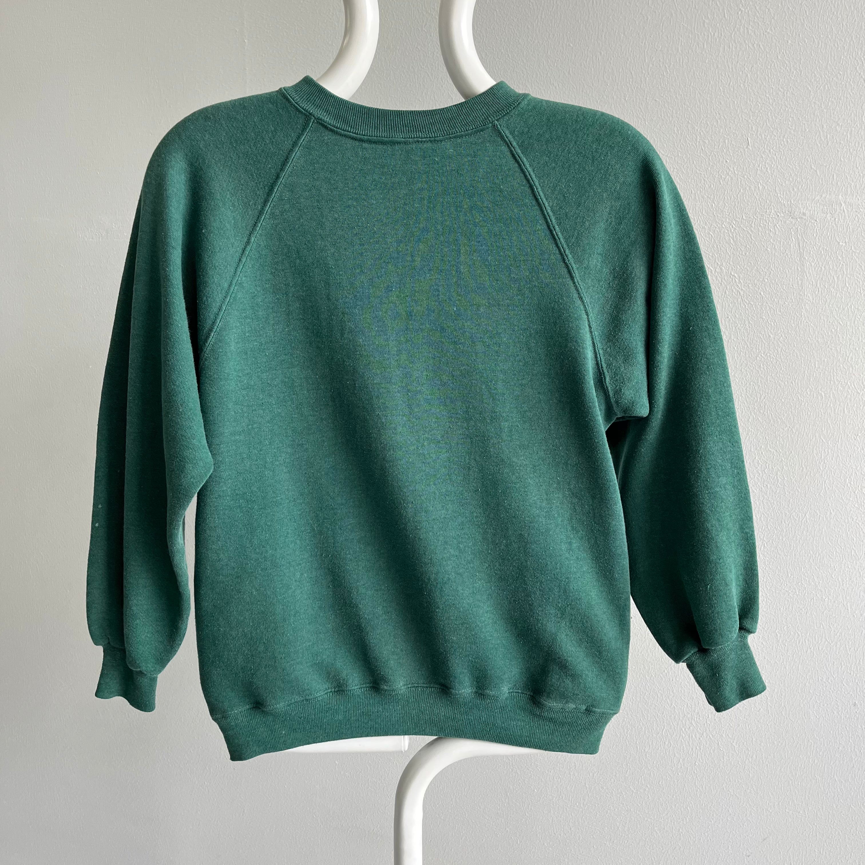 1970s Perfectly Faded Forest Green Raglan - SWOON