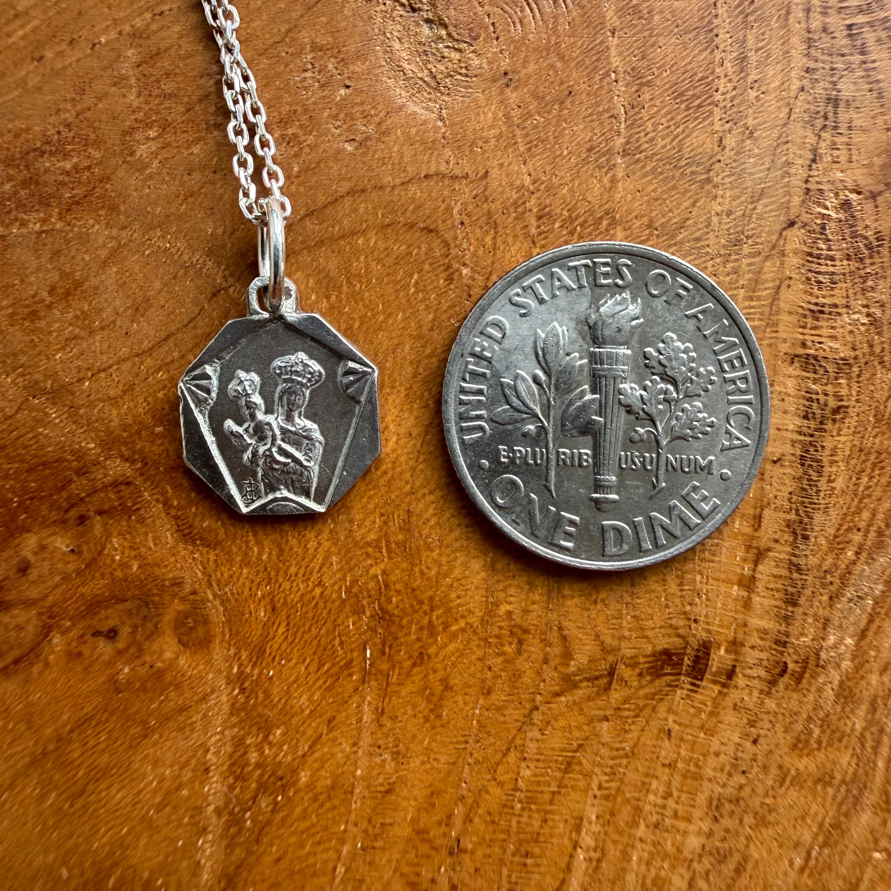 Sterling Silver Small St. Michel Medal Necklace