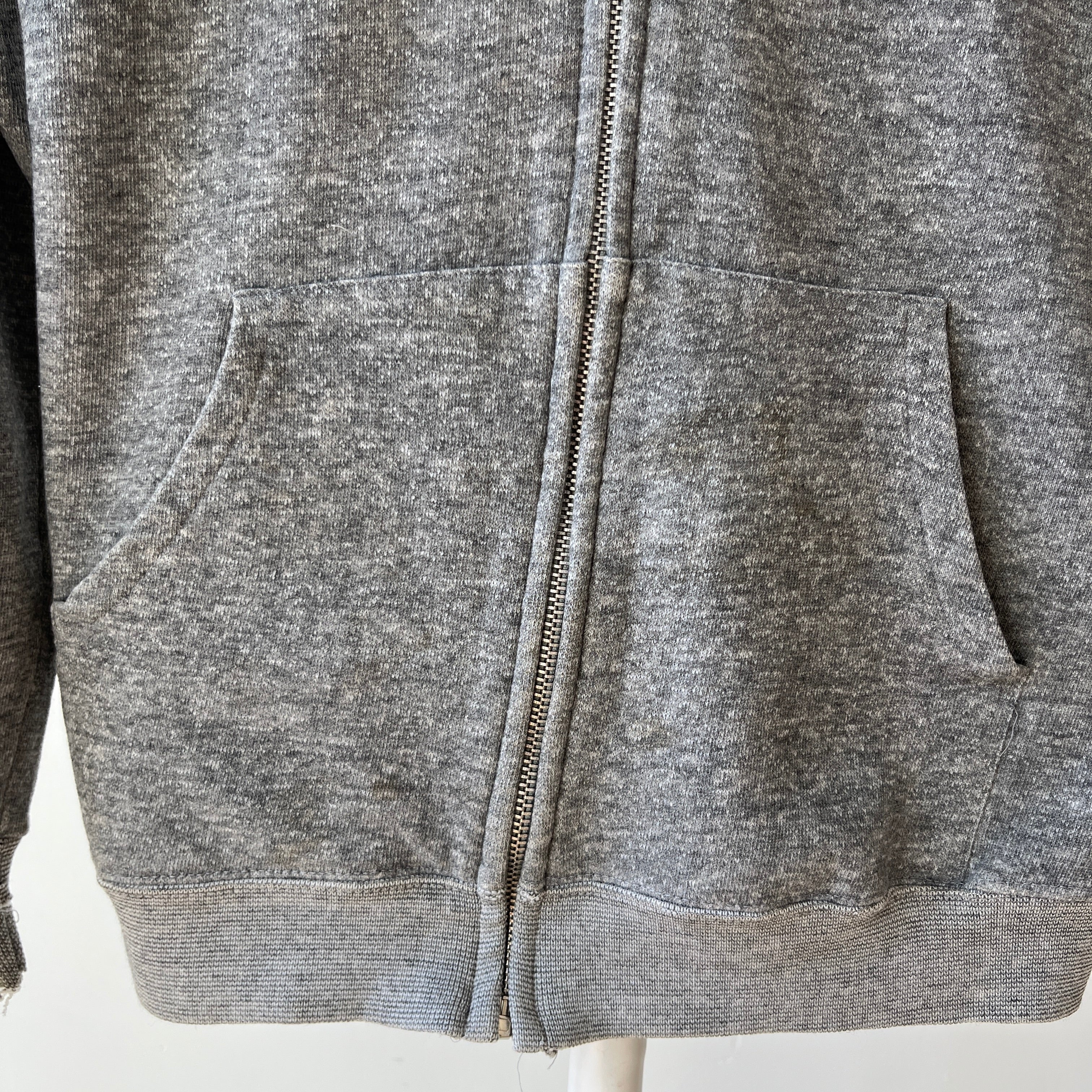 1970s Grey Zip Up Hoodie