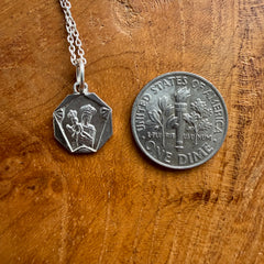 Sterling Silver Small St. Michel Medal Necklace