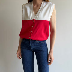 1980s Soft and Slouchy Two Tone/Color Block Sweatshirt Vest