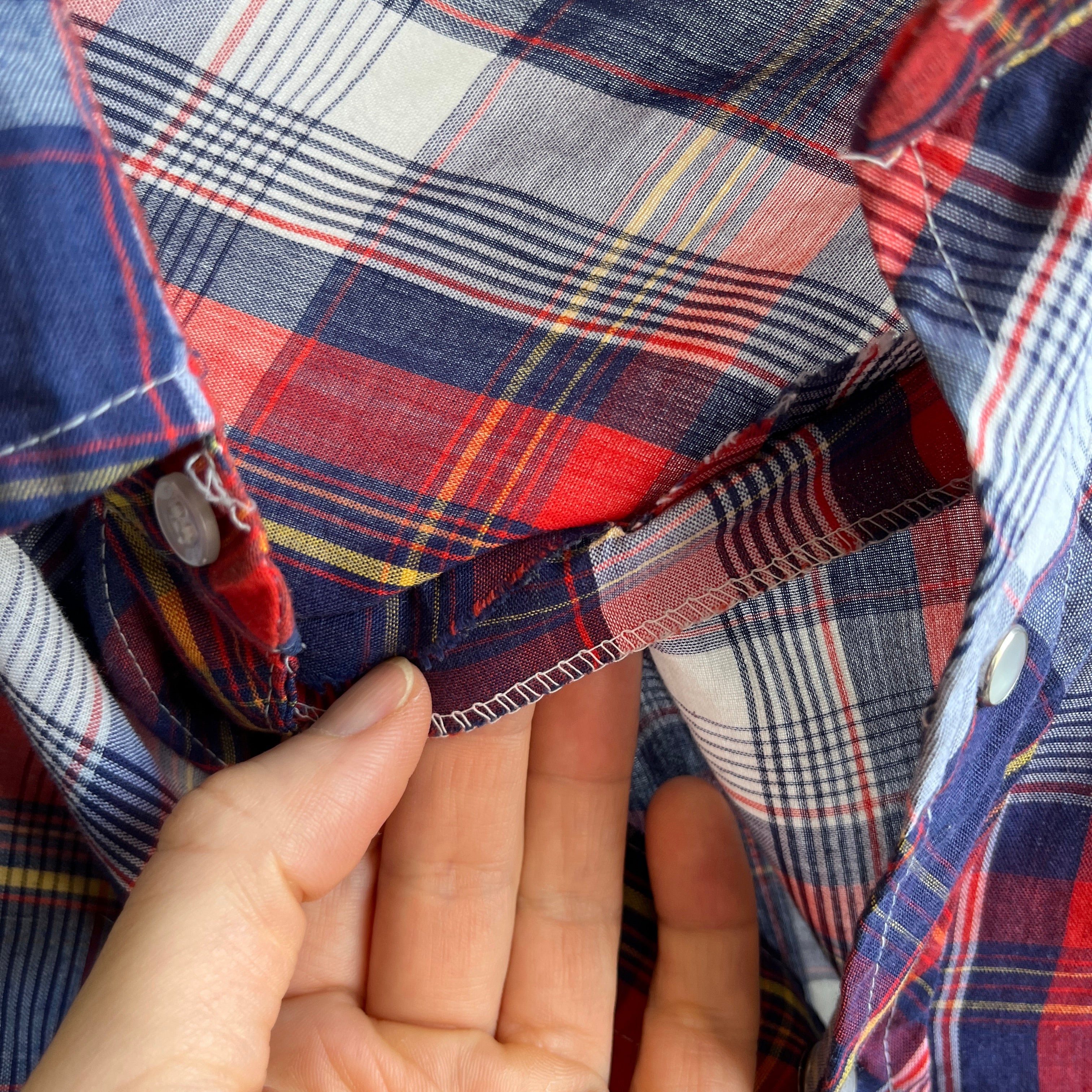 1980s Lightweight Plaid Cowboy Snap Shirt