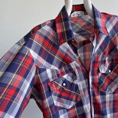 1980s Lightweight Plaid Cowboy Snap Shirt