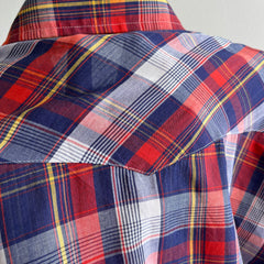 1980s Lightweight Plaid Cowboy Snap Shirt