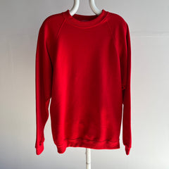 1980s Barely Worn Soft and Cozy Stop Sign Red Longer Raglan Sweatshirt