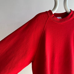 1980s Barely Worn Soft and Cozy Stop Sign Red Longer Raglan Sweatshirt