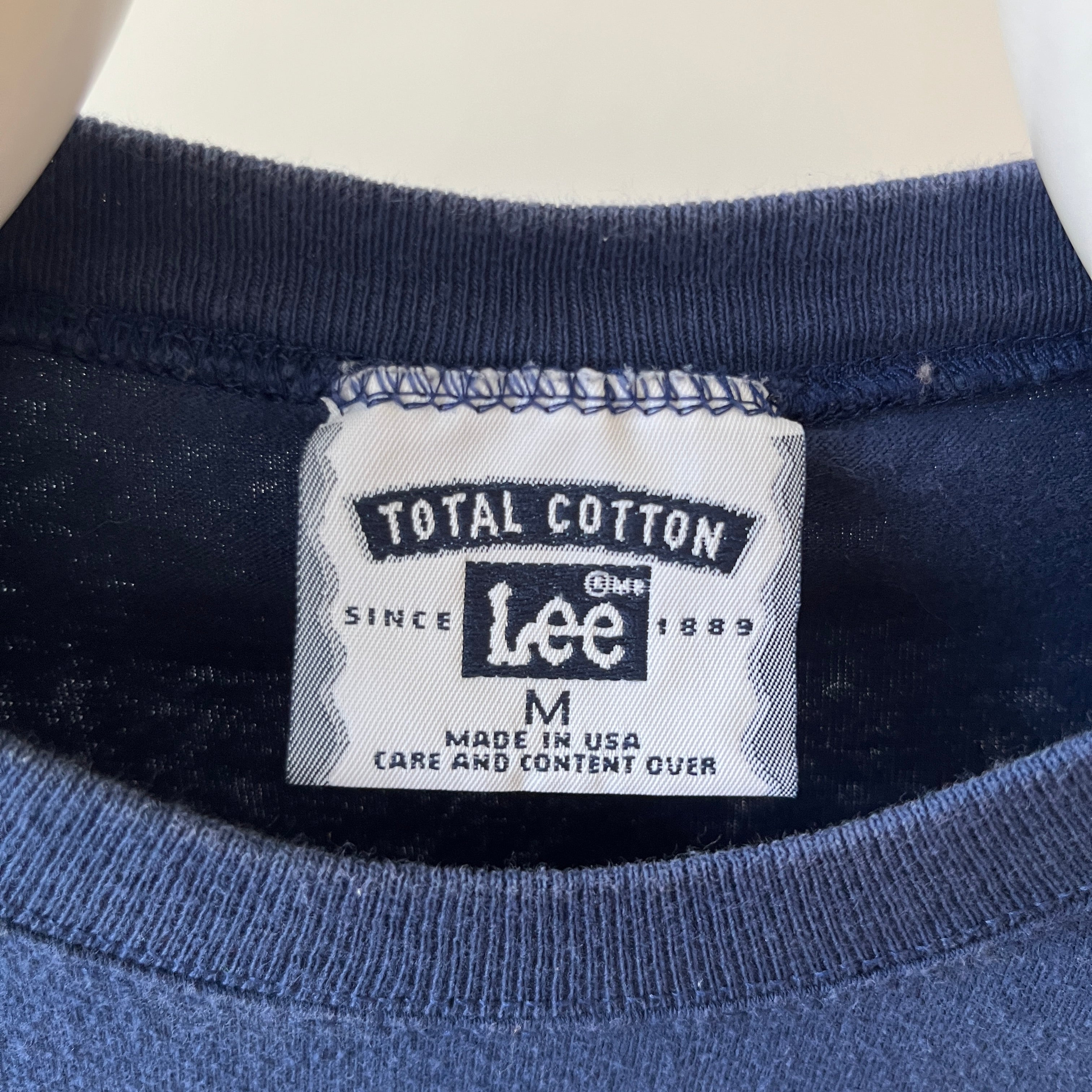 1990s Blank Navy Lee T Shirt