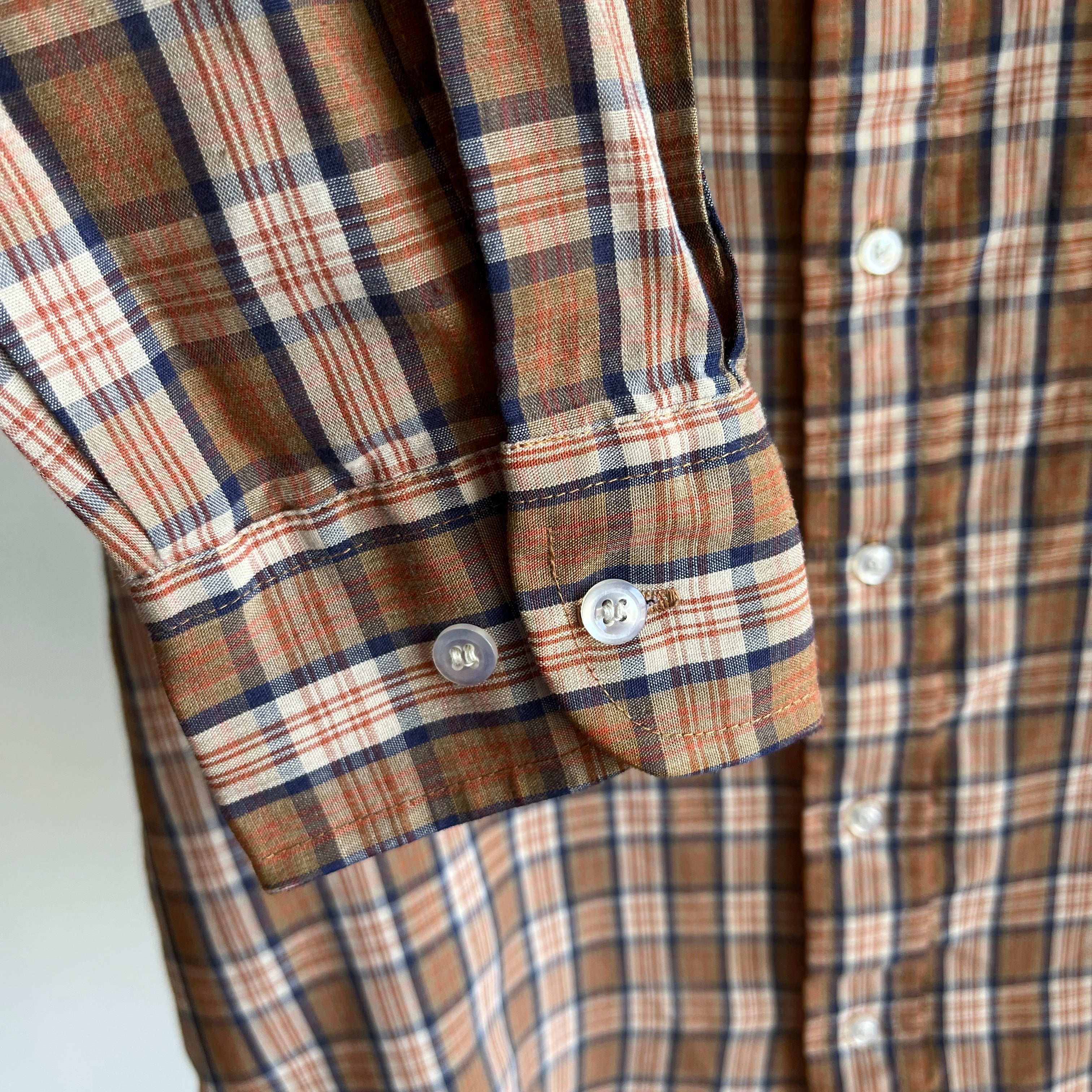 1980s Lightweight Plaid Button Up Shirt by JC Pennys