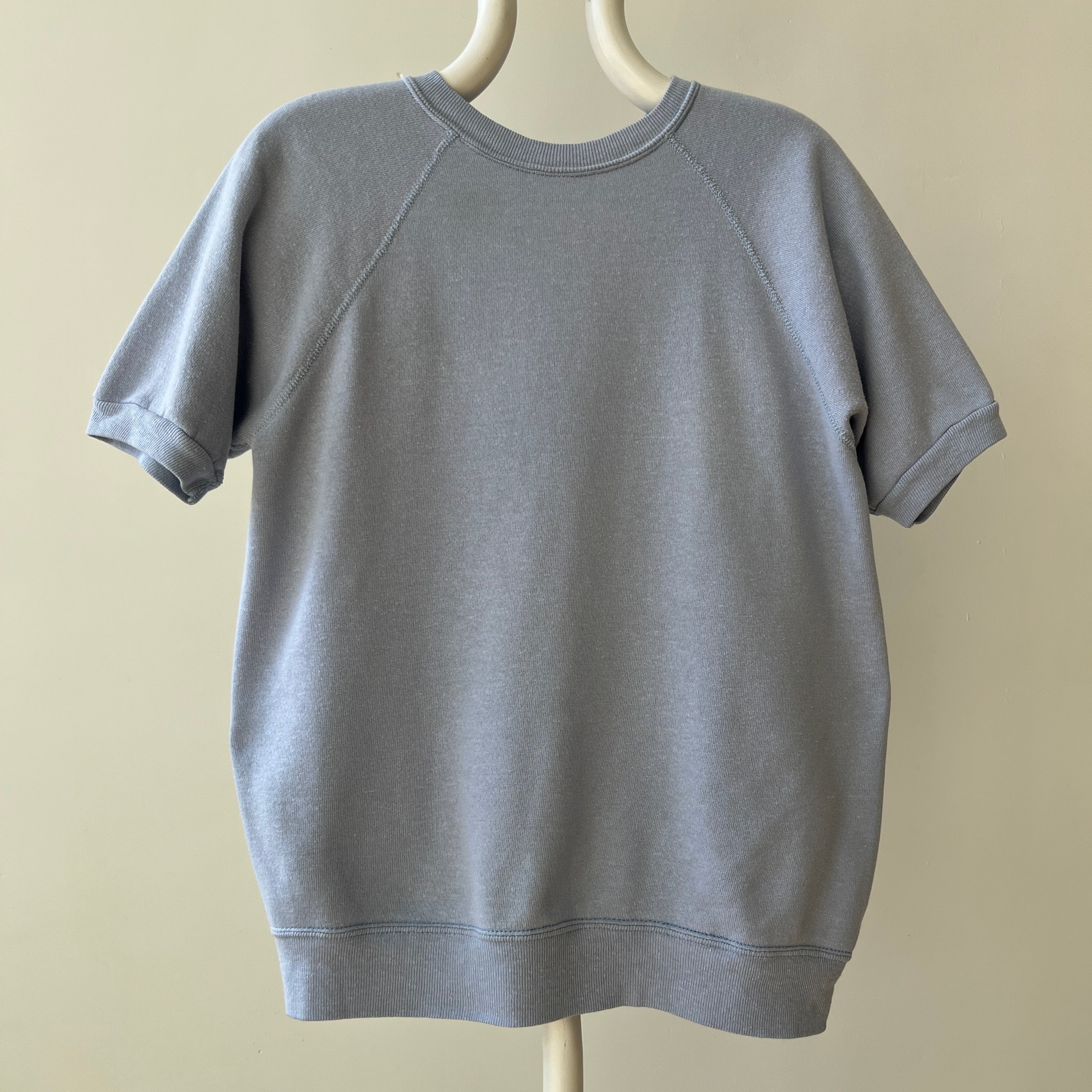 1980s Baby Blue Short Sleeve Sweatshirt