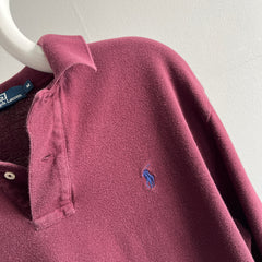 1990s Burgundy Long Sleeve Ralph Lauren Polo Shirt