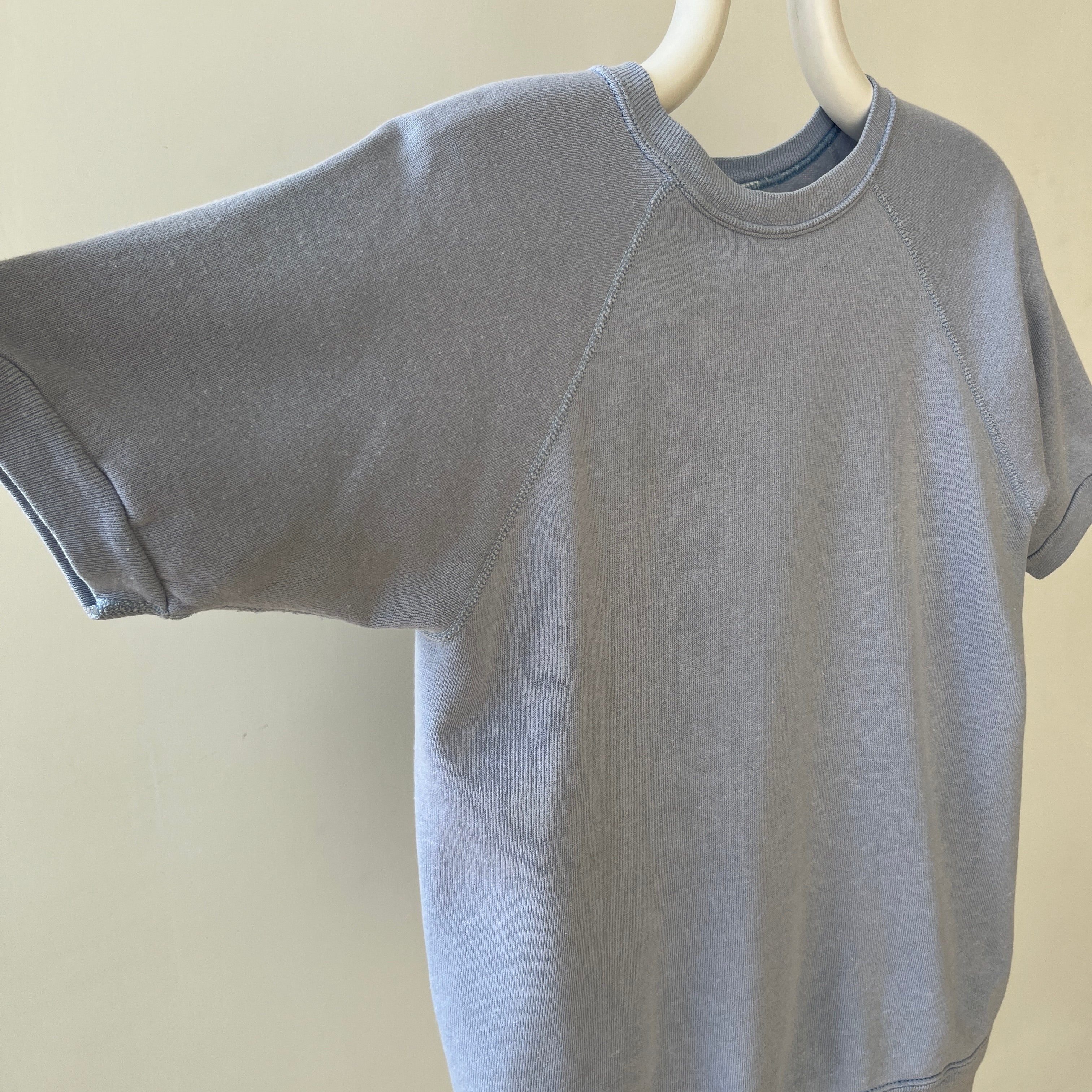 1980s Baby Blue Short Sleeve Sweatshirt