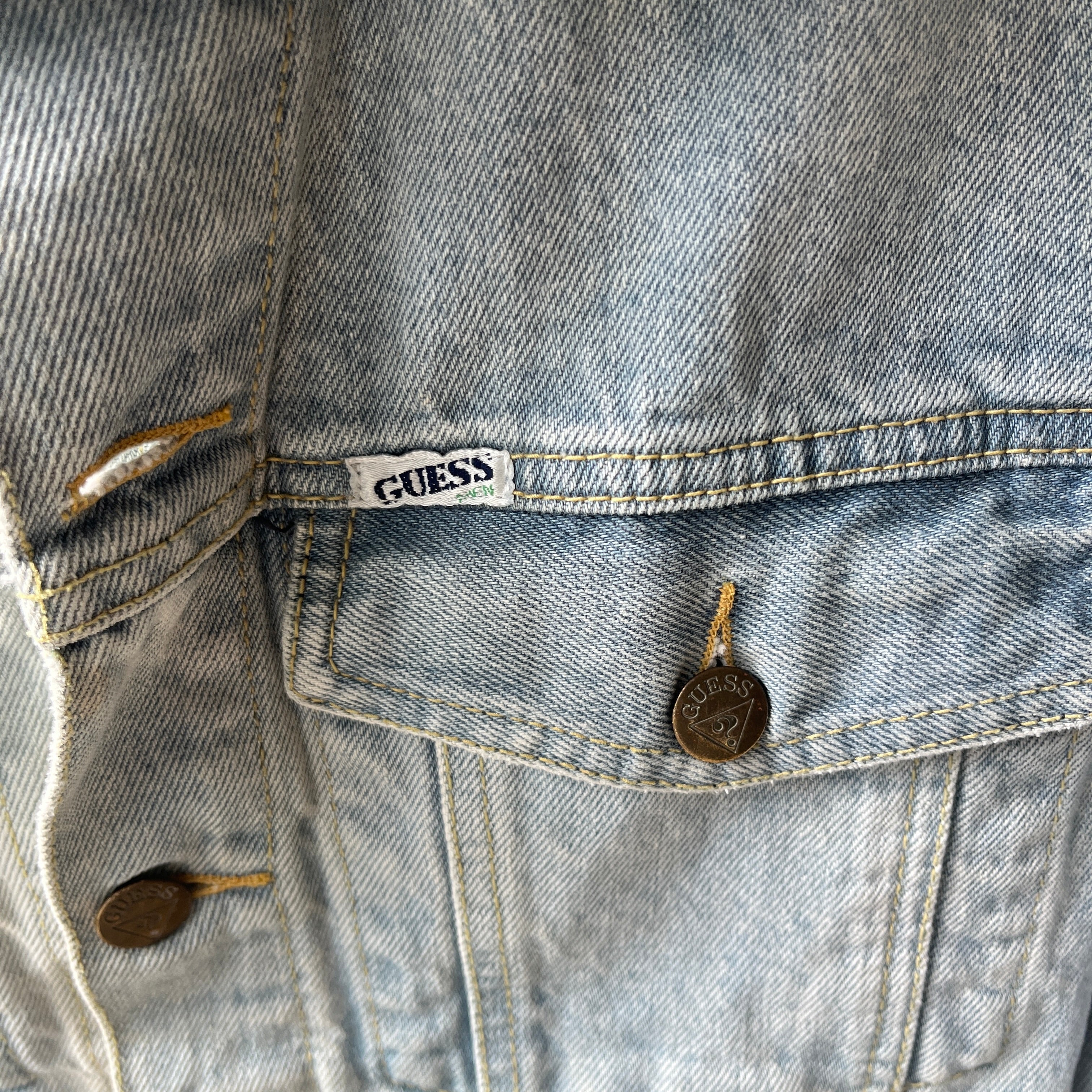 1980s Guess Denim Jean Jacket - Pleated Cuffs - What a Delight!