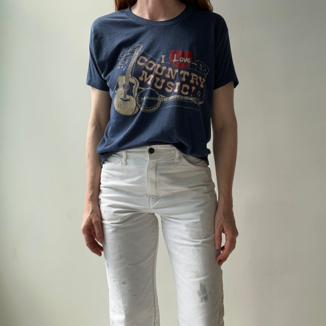 1980s I Love Country Music Thinned Out 50/50 T-Shirt