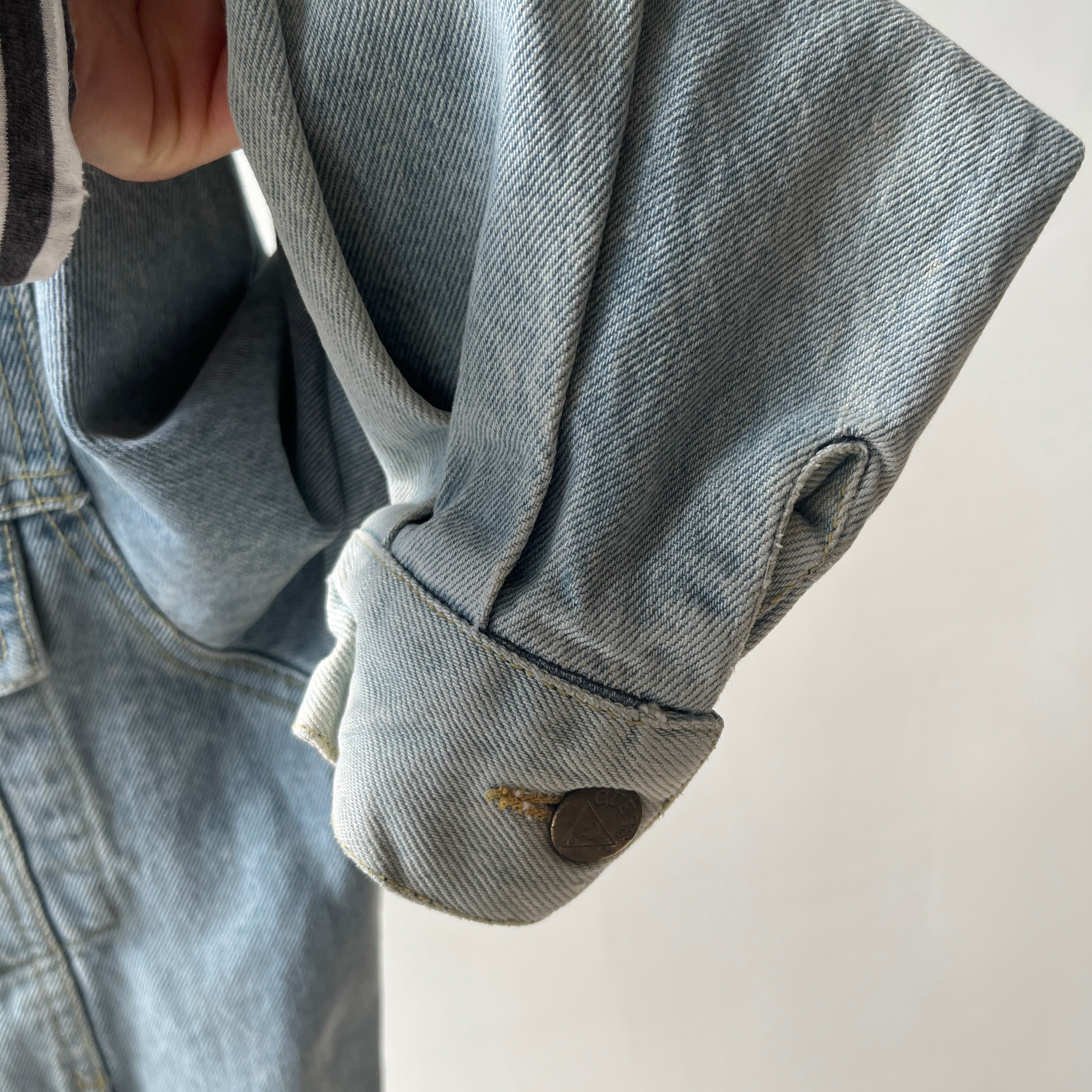 1980s Guess Denim Jean Jacket - Pleated Cuffs - What a Delight!