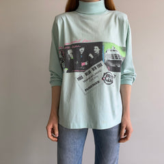 1980s Ultra Rad Boxy Turtleneck with Shoulder Pads Long Sleeve T-Shirt - Lots of Age Staining