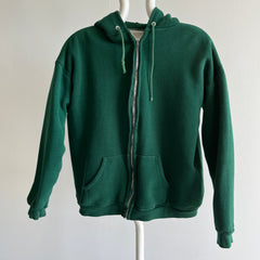 1970s Insulated Forest Green Hoodie with Contrast Stitching