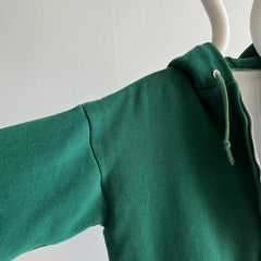 1970s Insulated Forest Green Hoodie with Contrast Stitching