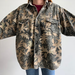 1990s Gander Mountain Shredded and Worn Super Boxy Tree Camo Flannel