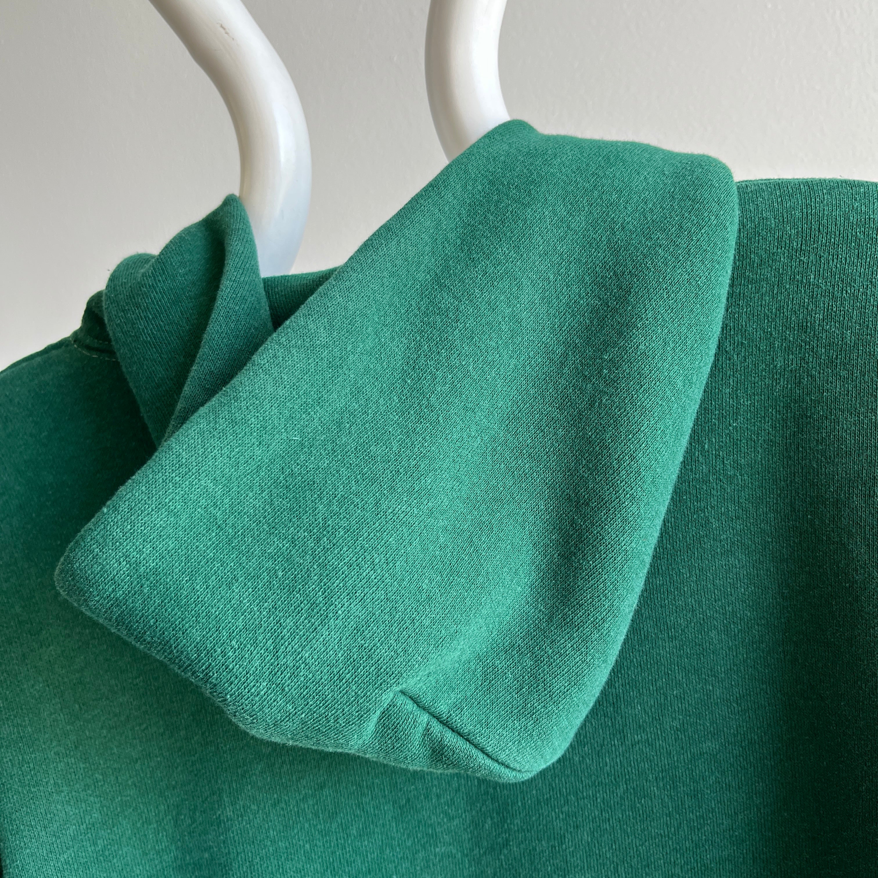 1970s Insulated Forest Green Hoodie with Contrast Stitching