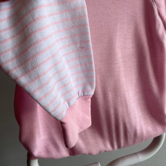 1980s Twofer Warm Up Long Sleeve Pink Striped Warm Up