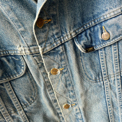 1980s Perfectly Tattered, Faded and Worn Lee Rider Denim Jean Jacket - WOWOWOWOW