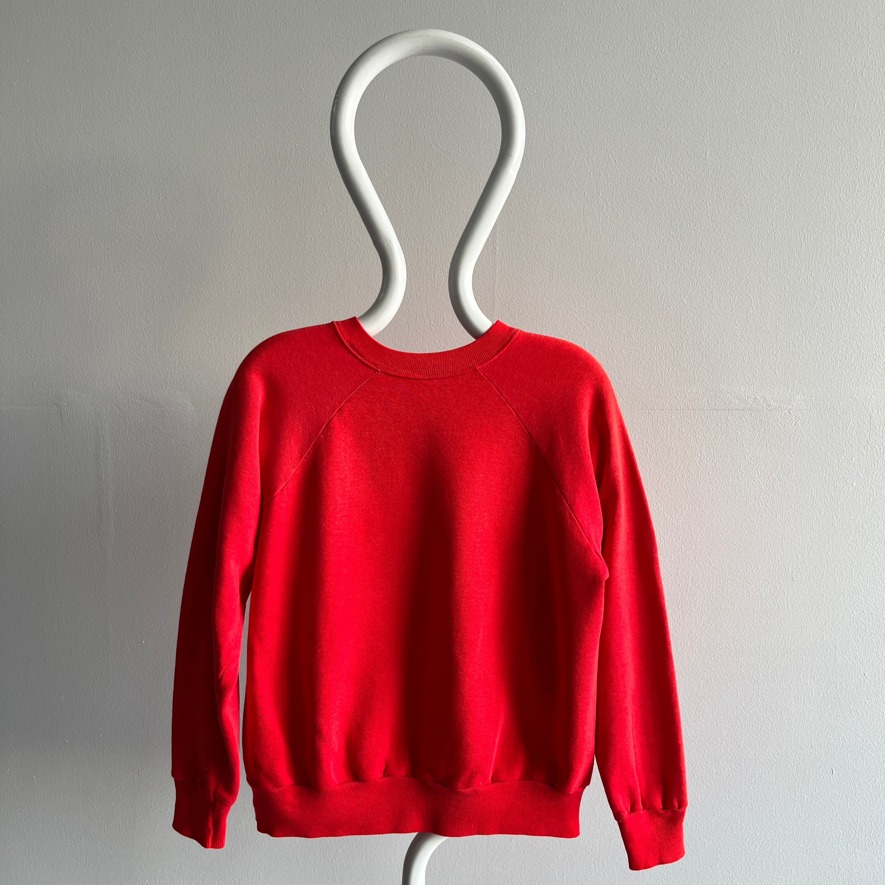 1970s Electric Red Soft and Slouchy Raglan Sweatshirt