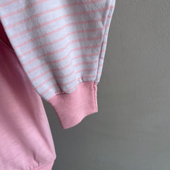 1980s Twofer Warm Up Long Sleeve Pink Striped Warm Up