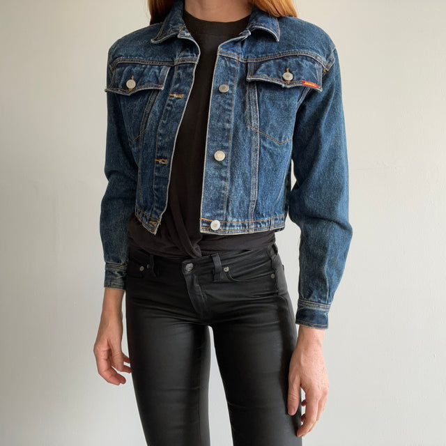 1980s Jordache Bowed and Zipper Fitted Cropped AMAZING Denim Jean Jacket - THE. BACK.