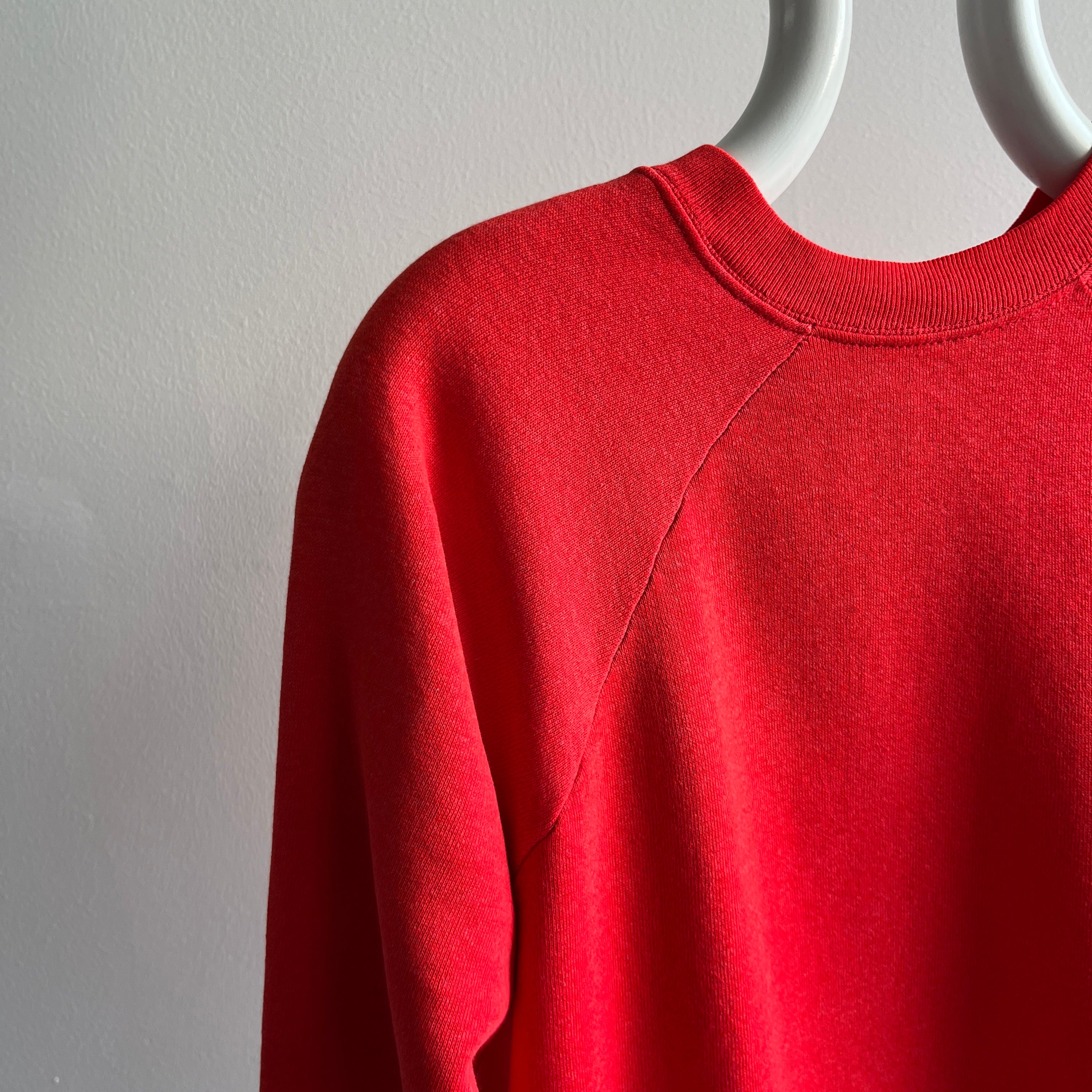 1970s Electric Red Soft and Slouchy Raglan Sweatshirt