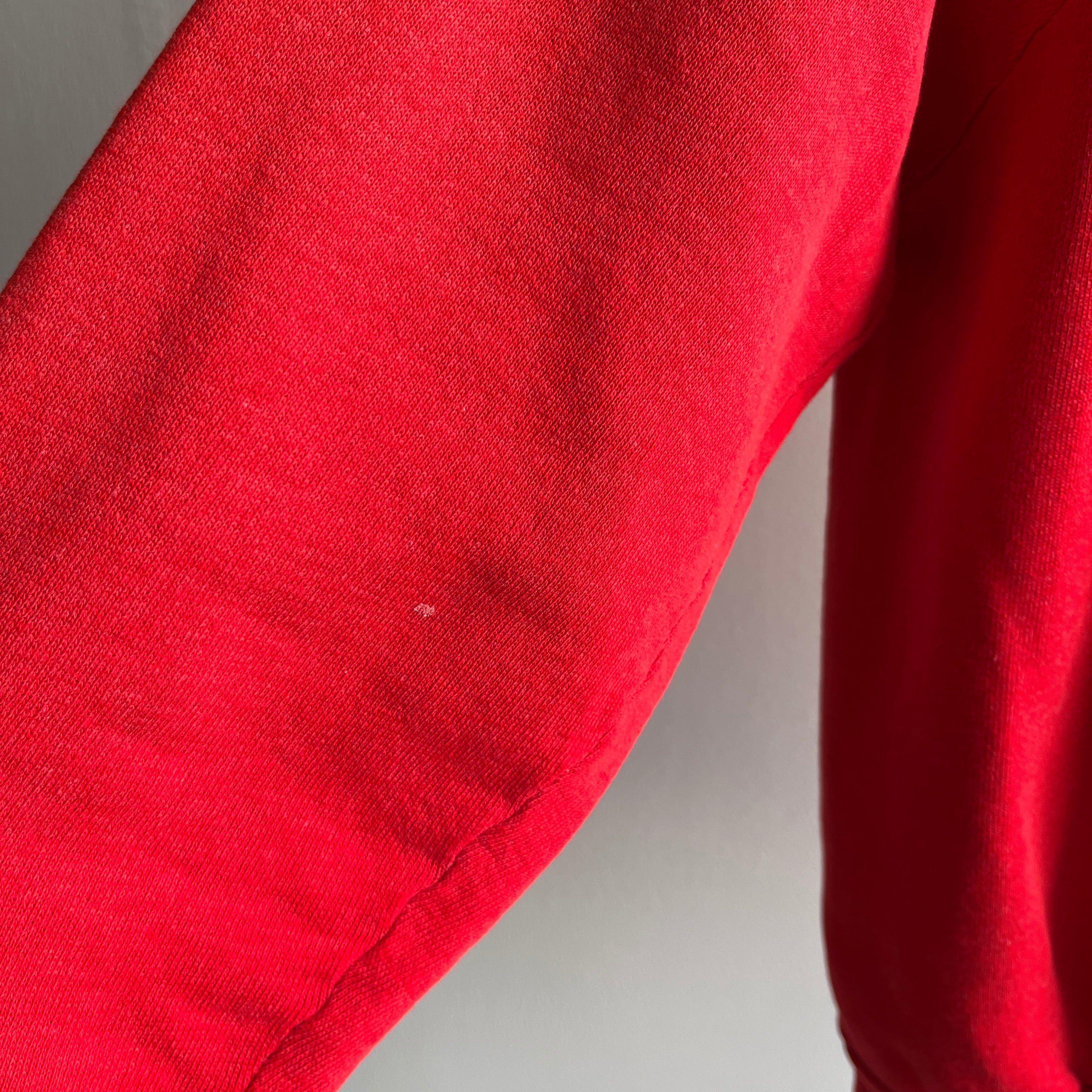 1970s Electric Red Soft and Slouchy Raglan Sweatshirt