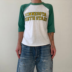 1970s Green and White Minnesota North Stars Baseball T Shirt